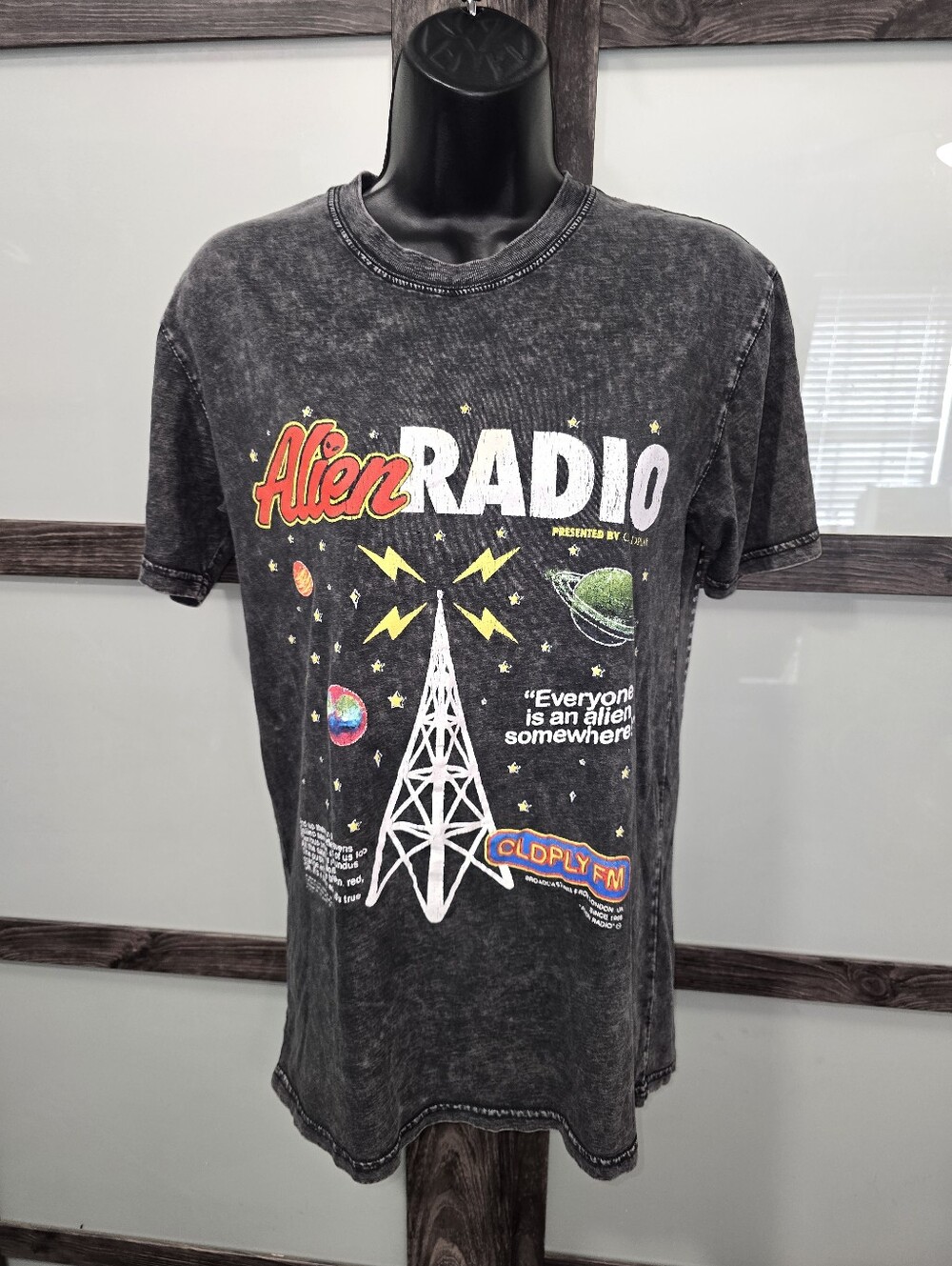 Coldplay Alien Radio Tour T Shirt Music Of The Spheres World Tour Gray SZ S